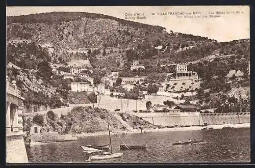 AK Villefranche-sur-Mer, Les Villas et la Gare