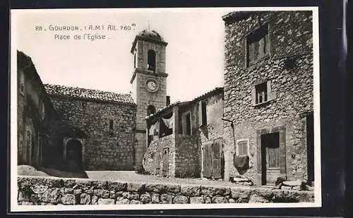 AK Gourdon, place de l'Église