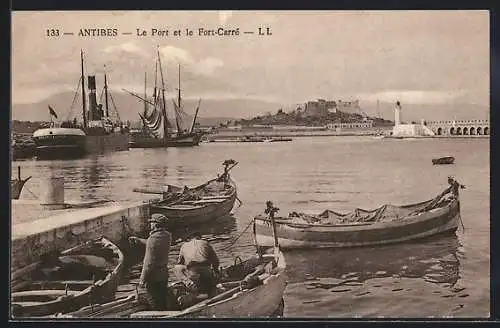 AK Antibes, Le Port et le Fort Carré, Hafenpartie