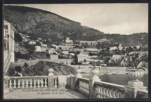 AK Villefranche-sur-Mer, Le Quartier de la gare vu d`une terrasse