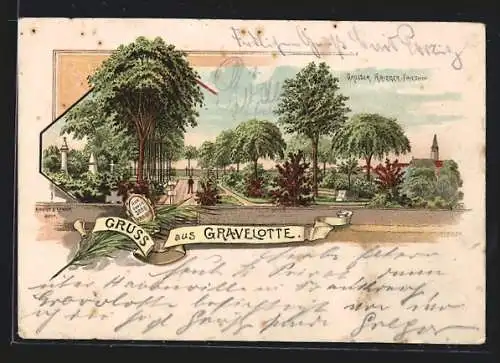 Lithographie Gravelotte, Grosser Krieger-Friedhof
