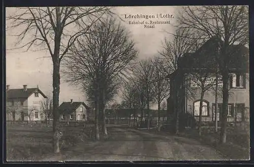 AK Lörchingen i. Lothr., Bahnhof und Restaurant Nosal