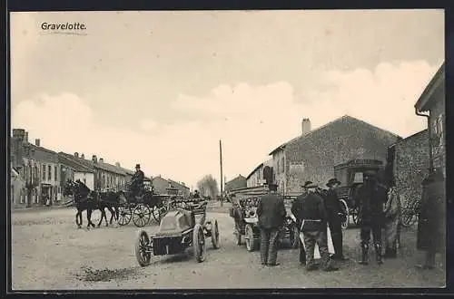 AK Gravelotte, Belebte Partie mit Automobilen