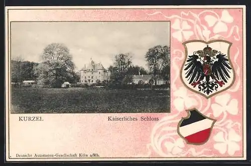 AK Kurzel, Das Kaiserliche Schloss, Deutsche Reichswappen im Passepartout