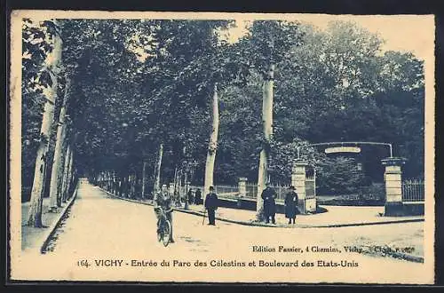 AK Vichy, Entrée du Parc des Célestins et Boulevard des Etats-Unis