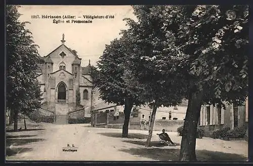 AK Hérisson /Allier, Villégiature d`été, Église et Promenade