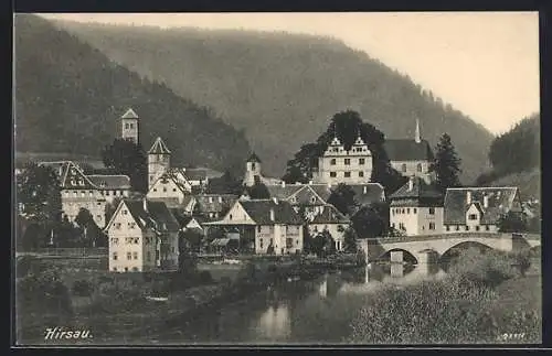 AK Hirsau, Partie am Ortsrand mit Fluss und Brücke