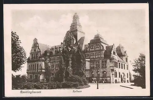 AK Recklinghausen, Rathaus mit Parkanlage