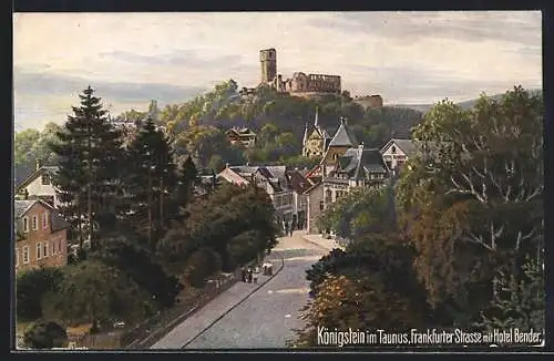 AK Königstein /Ts., Frankfurter Strasse mit Hotel Bender