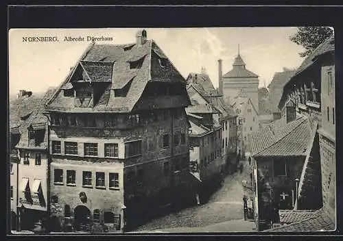 AK Nürnberg, Albrecht Dürerhaus mit Strasse aus der Vogelschau