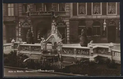 AK Köln a. Rhein, Heinzelmännchen-Brunnen und Hotel Reichshof