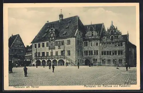 AK Heilbronn a. N., Marktplatz mit Rathaus und Ratskeller