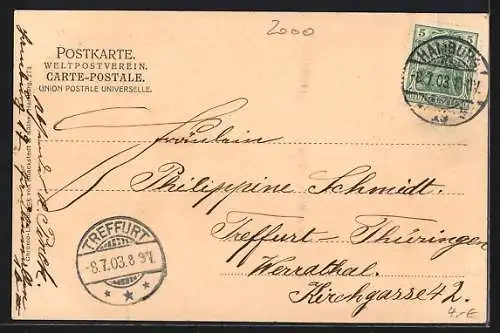 AK Hamburg, Ortspartie mit Strassenbahn an der Alster