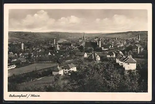 AK Ochsenfurt /Main, Gesamtansicht mit Fernblick aus der Vogelschau