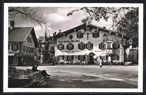 AK Oberammergau, Christus-Haus, Hotel Alte Post