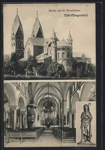 AK Köln-Müngersdorf, Kirche mit St. Wendelinus