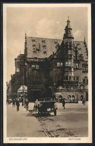 AK Schweinfurt, Rathaus mit Strasse