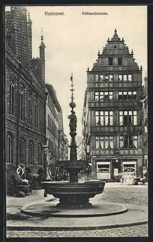 AK Hannover, Rathausbrunnen mit Restaurant