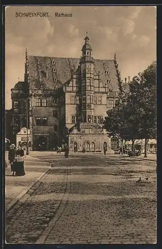 AK Schweinfurt, Strassenpartie am Rathaus