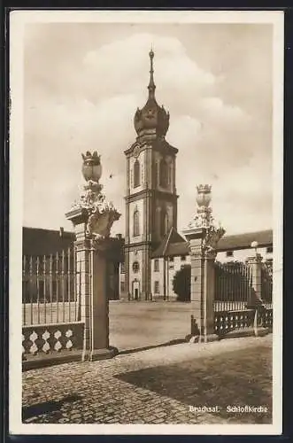 AK Bruchsal, Blick zur Schlosskirche