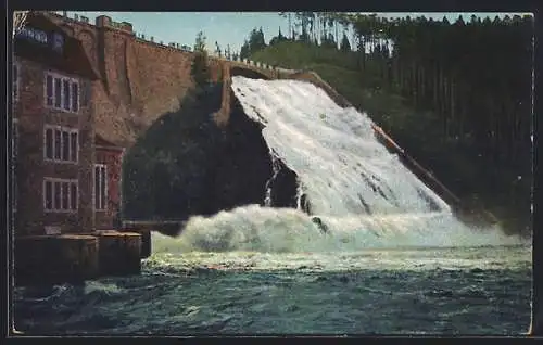 AK Mauer i. Schles., Bobertalsperre bei Hochwasser