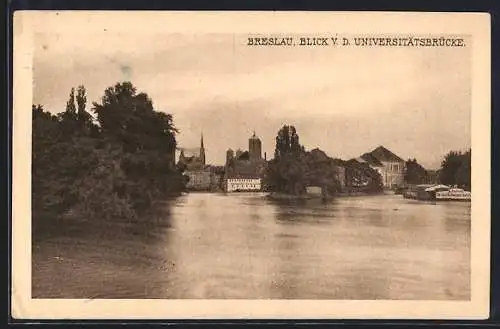 AK Breslau, Blick von der Universitätsbrücke