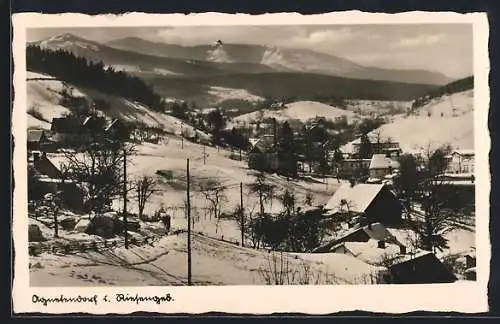AK Agnetendorf i. Rgb., Ortsansicht im Winter
