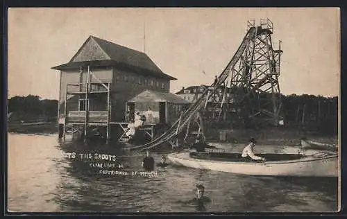 AK Clear Lake, IA, Wasserrutsche am See