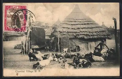 AK Chambei, Village view with a herd of goats