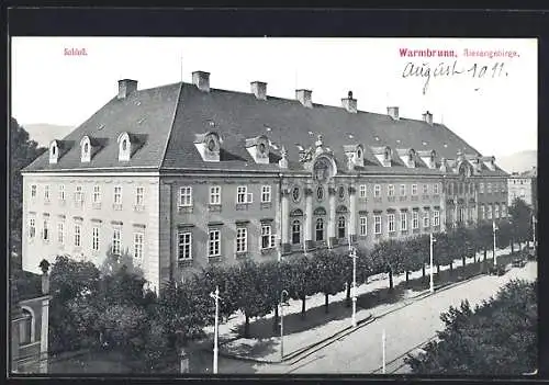 AK Bad Warmbrunn, Blick auf das Schloss