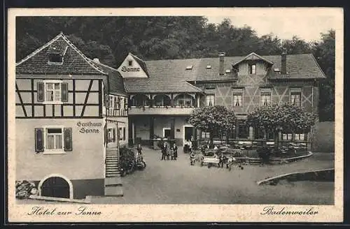 AK Badenweiler, Hotel zur Sonne mit Gästen
