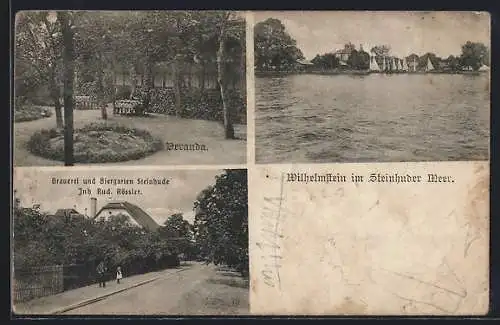 AK Wilhelmstein im Steinhuder Meer, Restaurant und Brauerei Rud. Rössler, Veranda