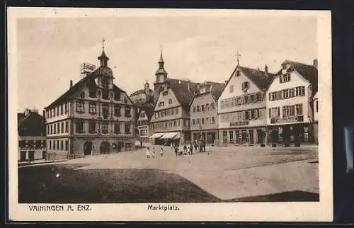 AK Vaihingen a. Enz, Geschäfte am Marktplatz