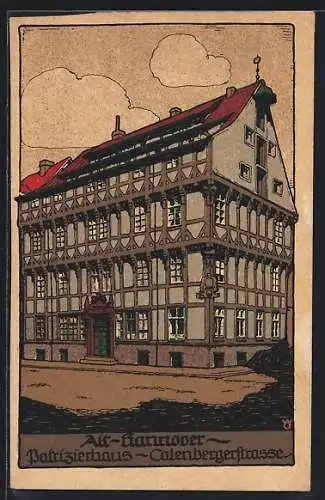 Steindruck-AK Hannover, Partizierhaus in der Calenbergerstrasse