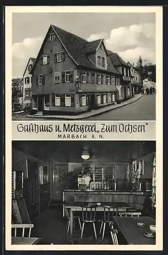 AK Marbach a. N., Gasthaus und Metzgerei zum Ochsen