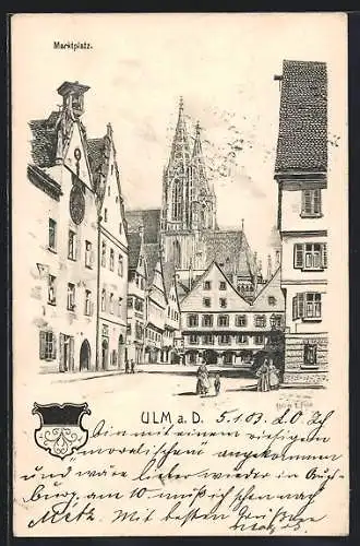 Künstler-AK Eugen Felle: Ulm / Donau, Marktplatz