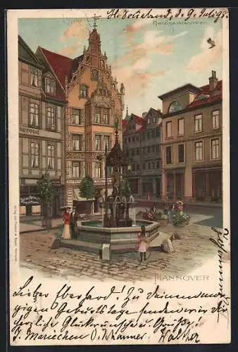Lithographie Hannover, Holzmarktbrunnen