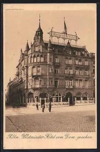 AK Köln, Westminster Hotel vom Dom gesehen