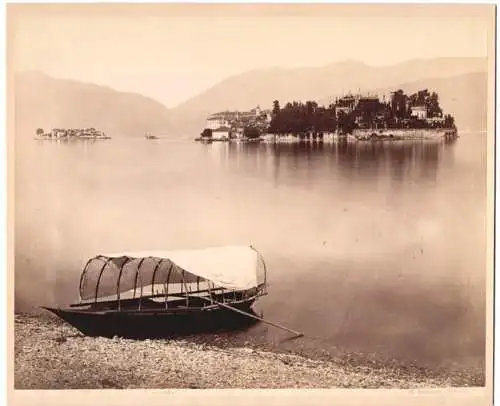 Fotografie G. Sommer, Napoli, Ansicht Isola Bella, Blick vom Ufer nach der Insel, Grossformat 26 x 21cm