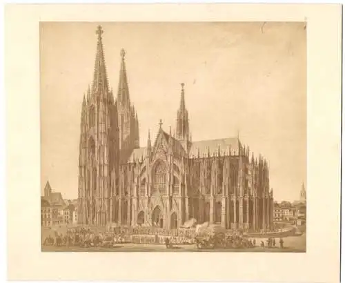 Fotografie unbekannter Fotograf, Ansicht Köln a. Rh., Blick auf den Kölner Dom, nach einem Gemälde