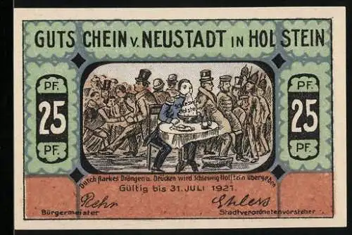 Notgeld Neustadt in Holstein, 1921, 25 Pfennig, Gültig bis 31. Juli 1921, Leuchtturm Pelzerhaken, Nr. 09694