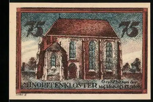 Notgeld Neumarkt, 1921, 75 Pfennig, Darstellung Minoritenkloster, Serie III