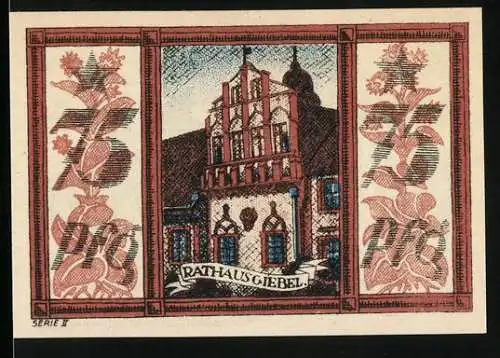 Notgeld Neumarkt, 1921, 75 Pfennig, Rathausgiebel und Städtische Sparkasse