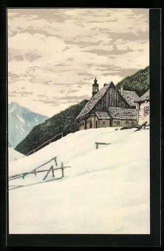 Künstler-AK Friedrich Iwan: Glockenhaus im Lurtzgrund, Winteridyll