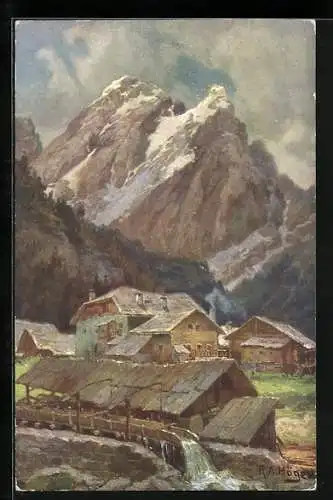 Künstler-AK Rudolf Alfred Höger: Canazei, Strada delle Dolomiti