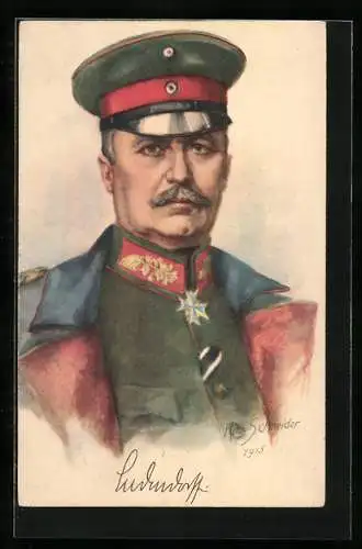 Künstler-AK Rudolf Schneider: Ludendorff in Uniform