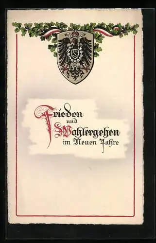 AK Deutscher Ostergruss, Wappen mit Reichsadler und Eichenlaub