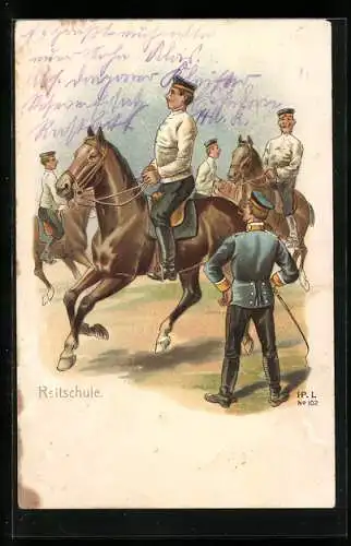 AK Soldaten der Kavallerie in der Reitschule