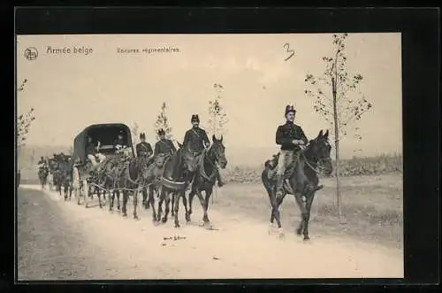 AK Armée belge, Voitures régimentaires, Pferdefuhrwerk der belgischen Armee