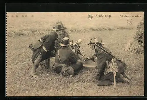 AK Armée belge, Mitrailleuse en action